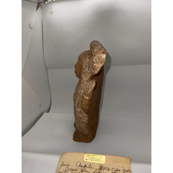 Pre Columbian Jaina Maya Pottery Figure Standing Woman Arms Raised Headdress Lrg - Picture 16 of 16